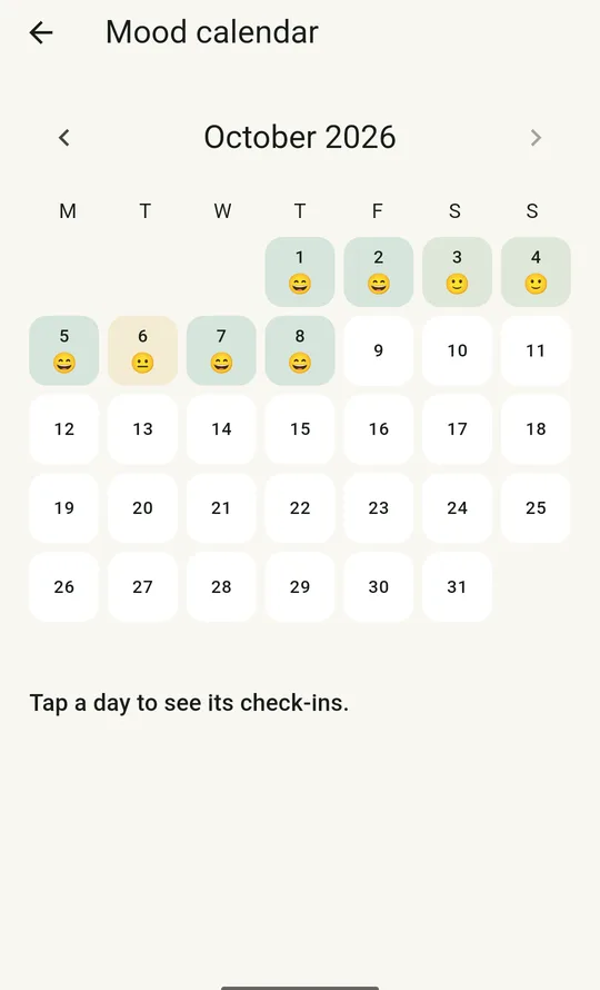 Mood calendar